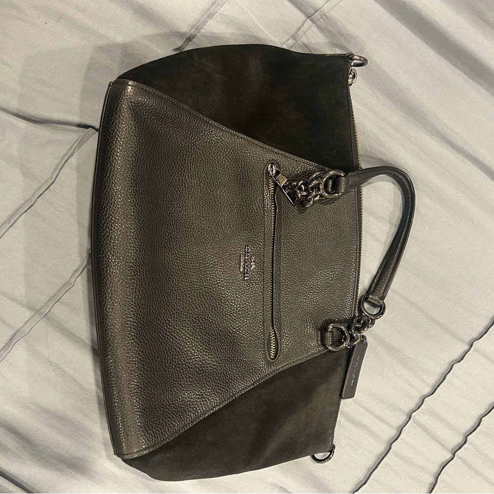 Coach Black and Dark Brown Shoulder Bag